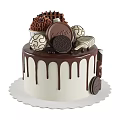 Dessert Shop Special Chocolate Cake With Cream Layers Chocolate Drizzle Cookies And Balls