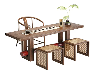 Tea table and chair combination 3d model