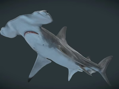 Hammerhead Shark Swimming Gracefully In Deep Ocean With Distinctive Head Shape 3d model