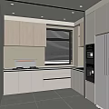 Modern Kitchen Interior Design With Cabinets Refrigerator Stove And Countertop 3d model