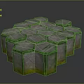 Green And White Hexagonal Blocks Forming Stacked Honeycomb Like Structure 3d model