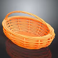 Orange Woven Oval Shaped Basket with Handle for Home Storage Organizing
