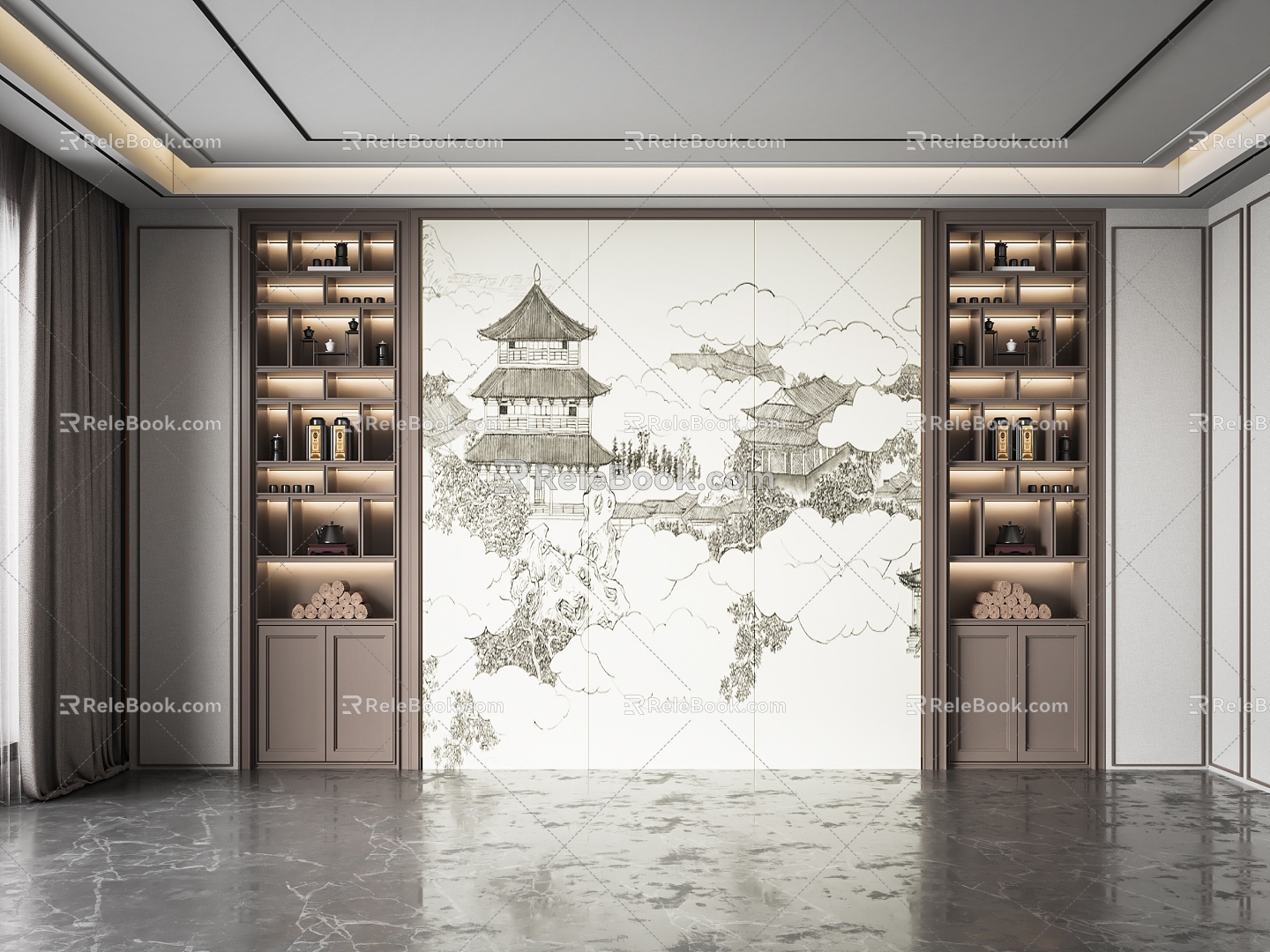 New Chinese Decorative Cabinet 3d model