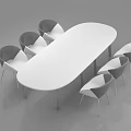 Modern Oval White Office Desk with Modern Style Chairs in Contemporary Workspace