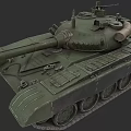 Green Military Tank Featuring Turret Cannon Tracked Design and Armored Exterior