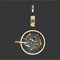 Stylish Decorative Ornament Set With Ashtray Cigarettes And Cigarette Pack 3d model