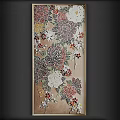 Pink White Flower Mosaic Decorative Painting with Green Leaves and Framed Design