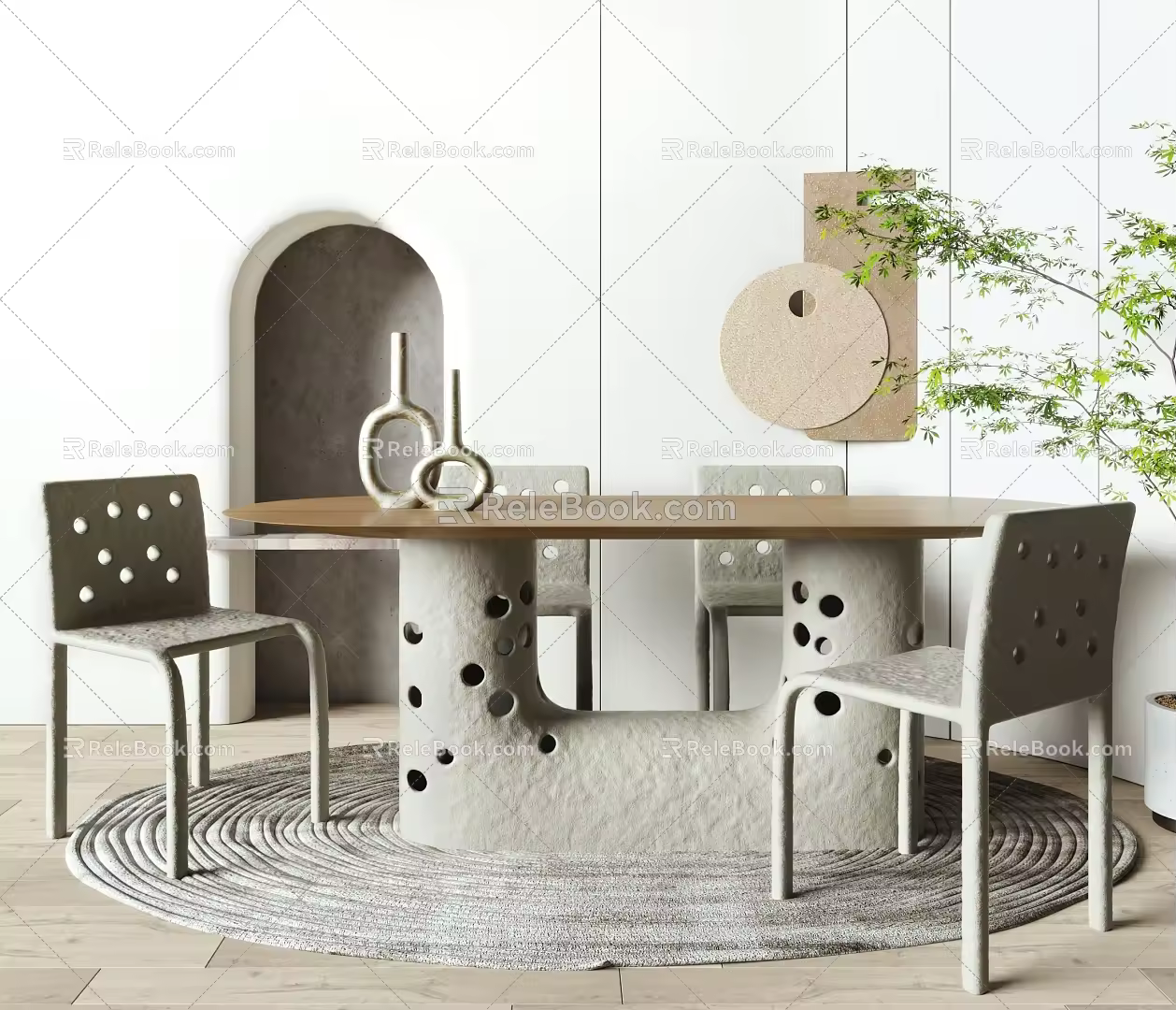 Quiet table and chair combination 3d model