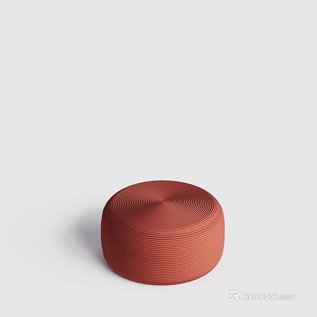 Modern Round Terracotta Stool with Ribbed Texture and Minimalist Design 3d model
