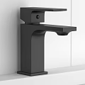 Sleek Black Modern Faucets In Various Styles On White Tile Wall Shelf