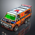Custom Orange White Ambulance With Exposed Engine Roof Emergency Sign And SPAJALJERA Front Design