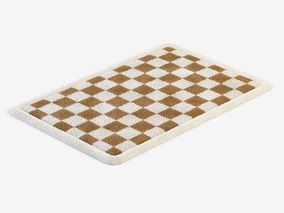Square Area Rug Featuring Brown Beige Checkerboard Pattern for Home Decor 3d model