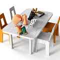 Wooden Children Table and Chair Set with Orange White Chairs Letters Blocks and Toys