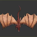 Red Horned Winged Fantasy Dragon 3D Character For Game Movie Scenes