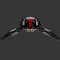 Futuristic 3D Weapon Model With Black Red Silver Color And Streamlined Wing Like Structure 3d model