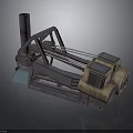 Vintage Industrial Mechanical Equipment With Chimney Stack Metal Frame And Motor Unit