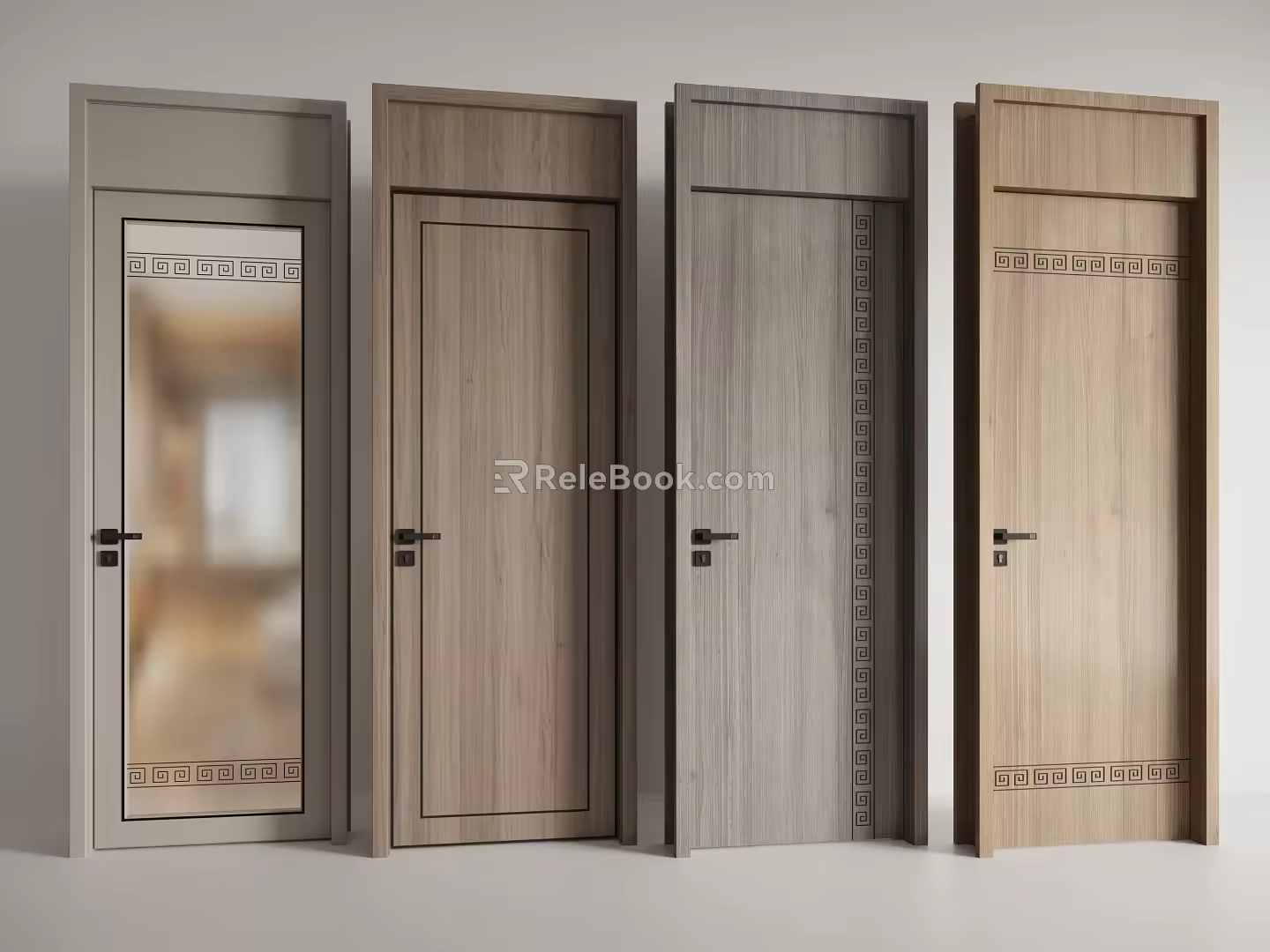 New Chinese style single door 3d model