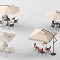 Outdoor tables and chairs umbrellas 3d model