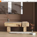 Rustic Wooden Public Chair With Linen Cloth And Decorative Branches In Indoor Setting