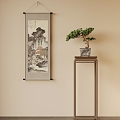 New Chinese Style Flower Rack Green Plant Potted Plant Decorative Hanging Painting 3d model