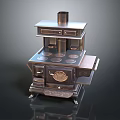 Vintage Cast Iron Stove With Multiple Burners Drawers And Decorative Design