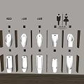 Multiple White Wall Mounted Urinals With Various Designs In Public Restroom