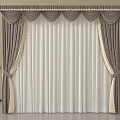 Elegant Double Layer Curtains With Dark Gray Outer And White Sheer Inner Layers 3d model
