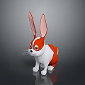 Cute Red And White Rabbit Character With Long Ears 3D Rendered On Reflective Surface 3d model