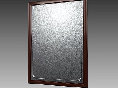 Elegant Trophy Plaque With Dark Wooden Frame Silver Frosted Surface And Decorative Corner Accents 3d model