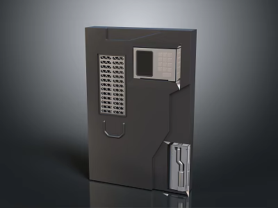 Sleek Black Electronic Enclosure With Metallic Finish Featuring Ventilation Grille Panel And Interface Slot 3d model