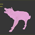Wolf Model in Standing Pose With Open Mouth and Brown Yellow Fur on Dark Background