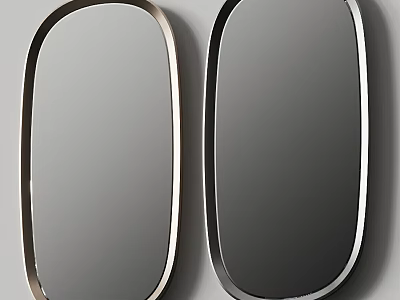 Two Elegant Oval Shaped Wall Mirrors With Distinct Frame Colors 3d model