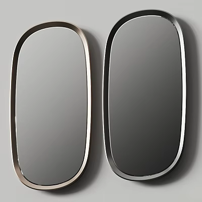 Two Elegant Oval Shaped Wall Mirrors With Distinct Frame Colors 3d model