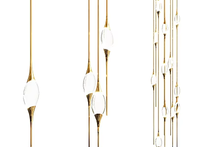 Modern Gold Chandelier Design With Hanging Glass Pendants And Decorative Elements 3d model