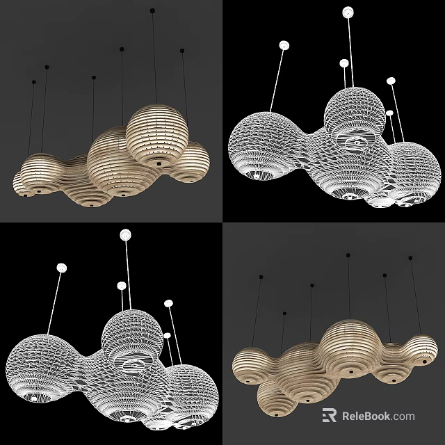 Modern Woven Pendant Lights With Cloud Like Shape And Hanging Design 3d model
