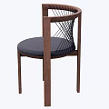 Modern Single Chair With Wooden Frame Woven Backrest And Padded Seat