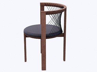 Middle Style Single Dining Chair 3d model