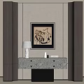 Modern Console Cabinet And Side Cabinet With Table Lamp Drawer Storage And Artwork 3d model