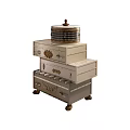 Vintage Entryway Console Side Cabinet With Multiple Drawers Decorative Top And Metal Legs