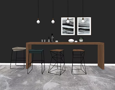 Modern Bar Chair Combination 3d model