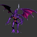 Detailed Purple Mythical Fantasy Creature With Dragon Wings Sharp Claws And Red Underbelly