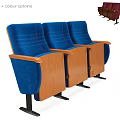 Modern Three Seater Blue Leisure Chairs With Velvet Upholstery And Wooden Armrests