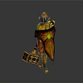 Household Storage Box And Green Spherical Item Held By Orange Armored Figure