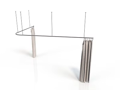 Modern Hanging Structure With Horizontal Bar And Vertical Fabric Panels 3d model