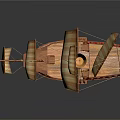 Ancient Wooden Sailing Ship As Water Transport With Multiple Sails And Decorative Flags