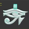 Silver Metallic Horus Eye Pendant With Geometric Design And Curved Spiral Decorations