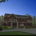 Semi Detached Villa With Red Brick Exterior Balconies And Greenery In Residential Area