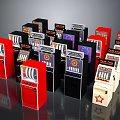 Colorful Slot Machine Collection With Red Black White Designs And Reels
