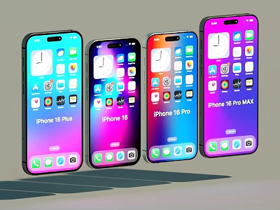 iPhone 13 Standard Pro And Pro Max Models Display App Icons With Gradient Backgrounds 3d model