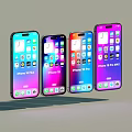 iPhone 13 Standard Pro And Pro Max Models Display App Icons With Gradient Backgrounds 3d model
